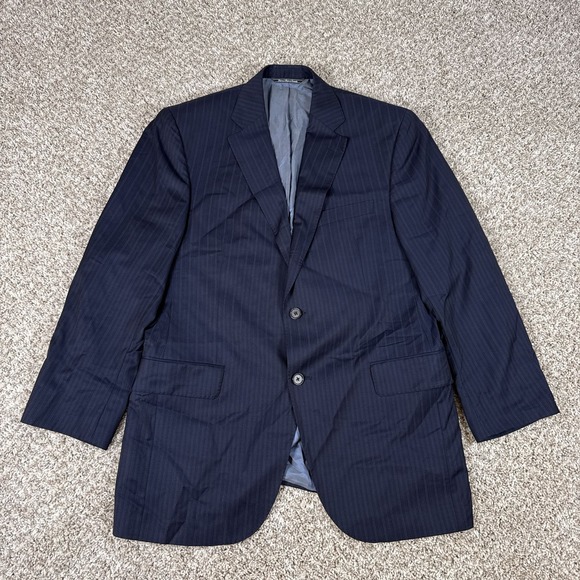 Jack Victor Sport Coat Mens 40R Navy Pinstripe Two Button Wool Silk Zegna Cloth